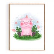 Quadro Decorativo Infantil Porquinho Baby Comercial Ramos