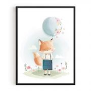 Quadro Decorativo Infantil Raposa Comercial Ramos