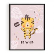 Quadro Decorativo Infantil Tigre Comercial Ramos