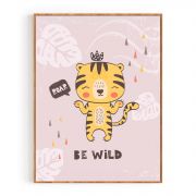 Quadro Decorativo Infantil Tigre Comercial Ramos