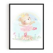 Quadro Decorativo Infantil Ursa Bailarina Comercial Ramos