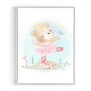 Quadro Decorativo Infantil Ursa Bailarina Comercial Ramos