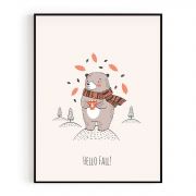 Quadro Decorativo Infantil Urso Comercial Ramos