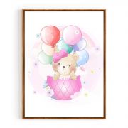 Quadro Decorativo Infantil Urso e Balões Comercial Ramos